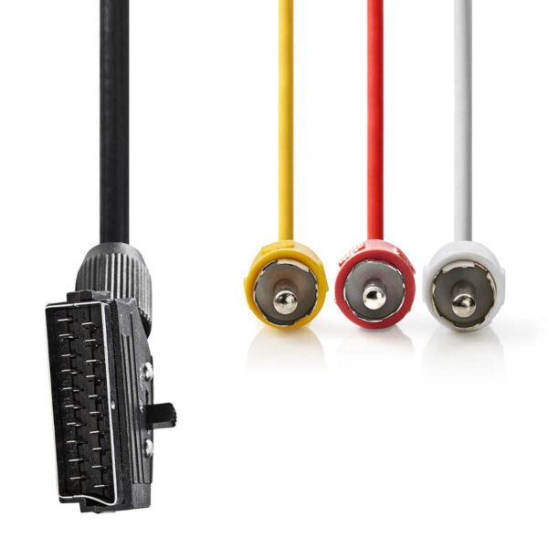 Nedis CVGP31130BK10 Schakelbare Scart-kabel Scart Male - 3x Rca Male 1,0 M Zwart - Afbeelding 2