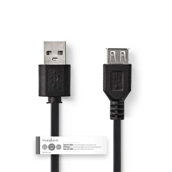Nedis CCGT60010BK30 Kabel Usb 2.0 A Male - Usb A Female 3,0 M Zwart - Afbeelding 3