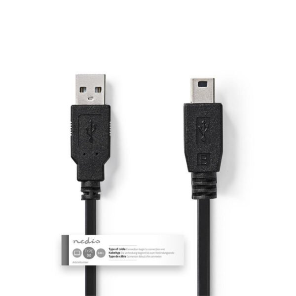 Nedis CCGT60300BK10 Kabel Usb 2.0 A Male - Mini 5-pins Male 1,0 M Zwart - Afbeelding 3