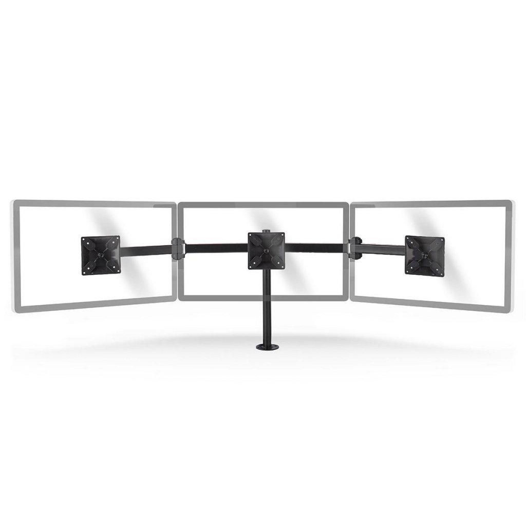 Nedis ERGOTMM100BK Ergonomische Monitorbeugel Drie Monitor-armen Draai- En Kantelbaar Zwart - Afbeelding 4