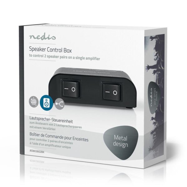Nedis ASWI2602BK Luidsprekerschakelaar 2 Poorten Klemaansluiting Zwart - Afbeelding 6