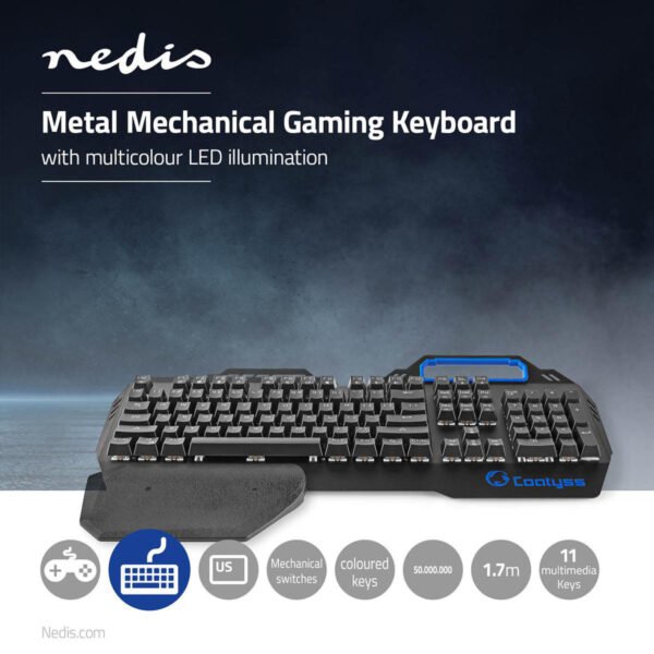 Nedis GKBD400BKUS Mechanisch Gamingtoetsenbord Rgb-verlichting Us Internationaal Metalen Design - Afbeelding 6