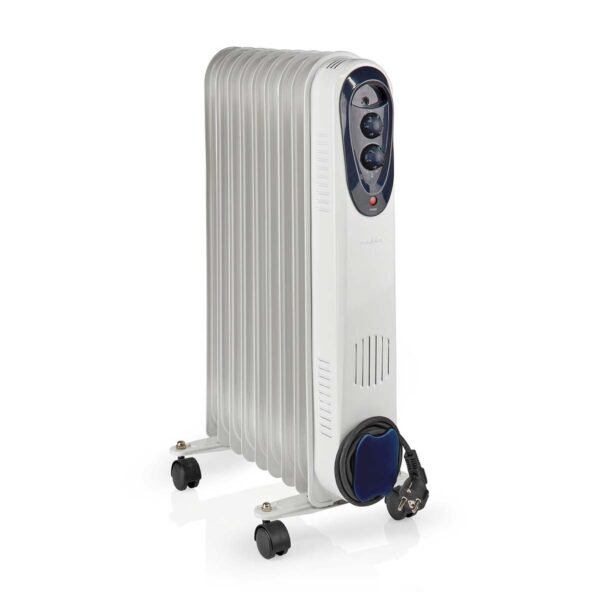 Nedis HTOI30WT9 Mobiele Olieradiator 800 / 1200 / 2000 W 9 Vinnen Instelbare Thermostaat 3 Warmte Standen Omvalpreventie Wit - Afbeelding 5