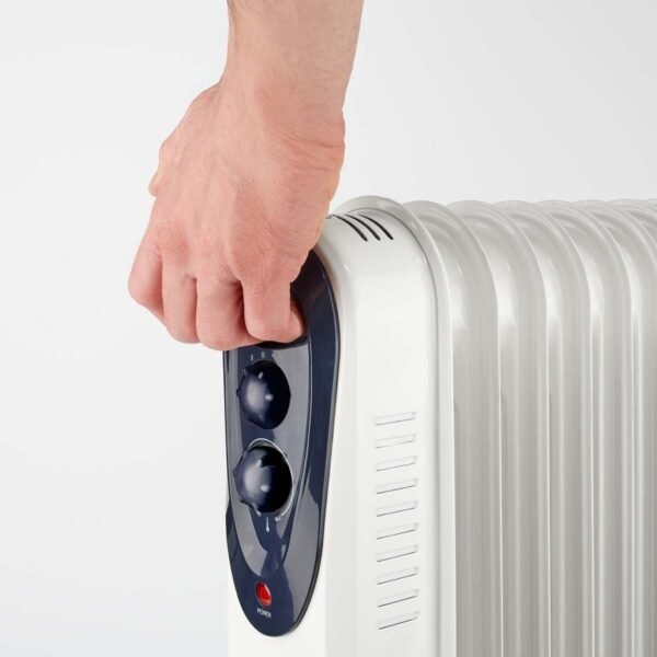 Nedis HTOI30WT9 Mobiele Olieradiator 800 / 1200 / 2000 W 9 Vinnen Instelbare Thermostaat 3 Warmte Standen Omvalpreventie Wit - Afbeelding 9