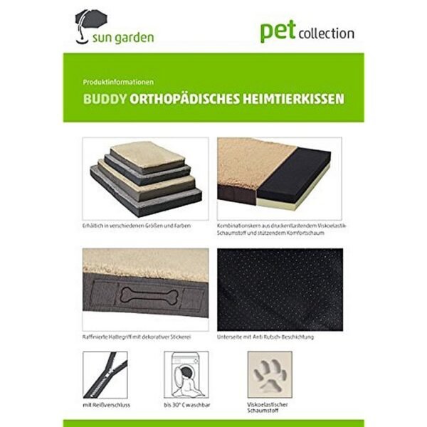 Sun Garden Buddy Orthopedisch Hondenkussen 79x60x8cm Donkerbruin - Afbeelding 6