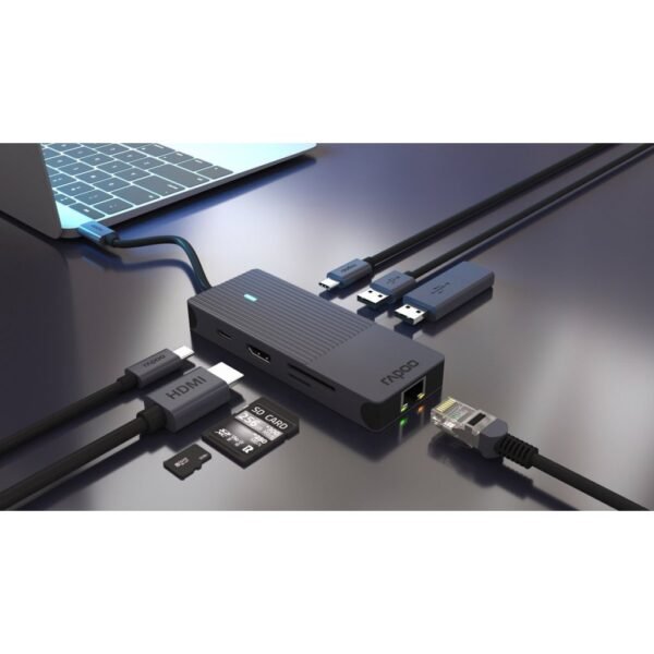 Rapoo 8in1 USB-C Multiport Adapter Zwart - Afbeelding 4
