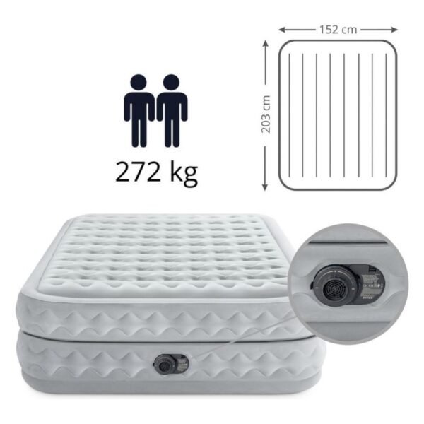 Intex 66490ND Supreme Air-Flow 2-Persoons Luchtbed 203x152x51 cm Grijs - Afbeelding 2
