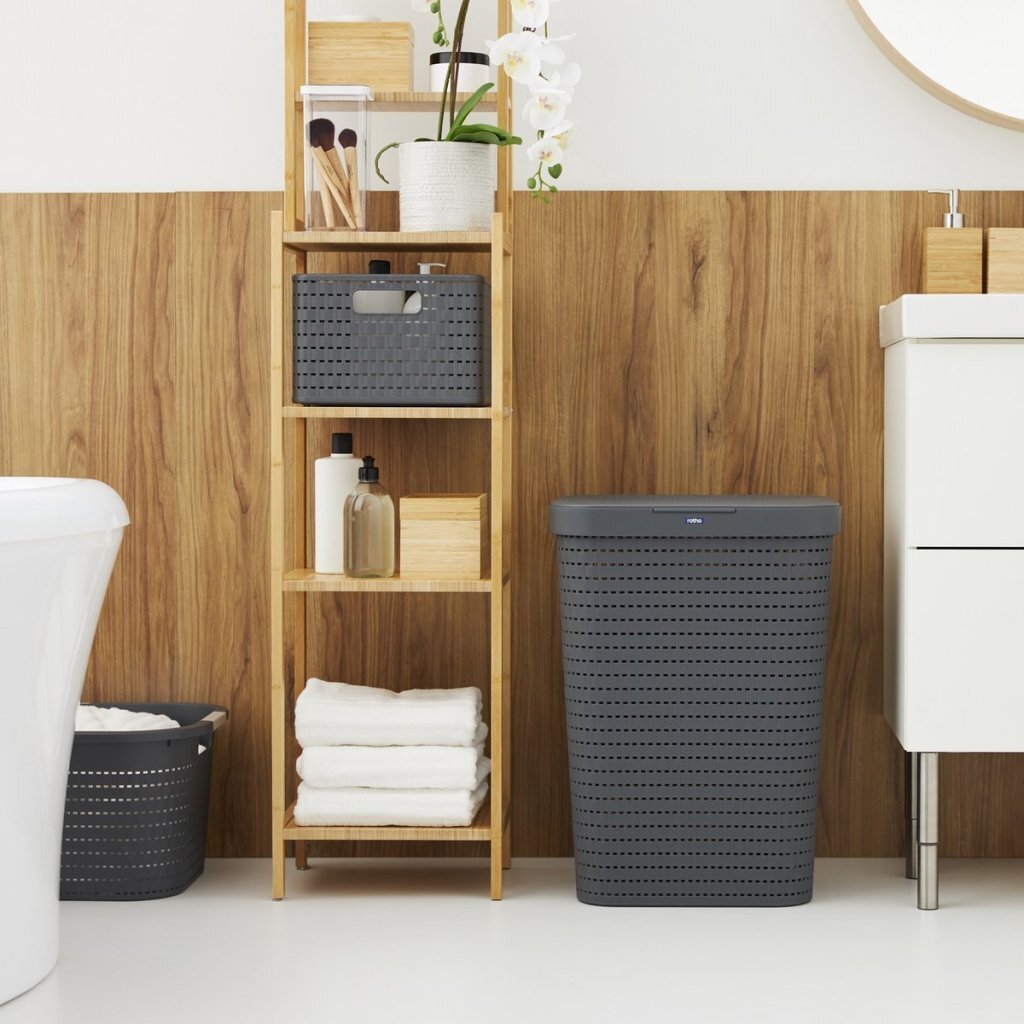 Rotho Country Wasmand 55L Antraciet - Afbeelding 2