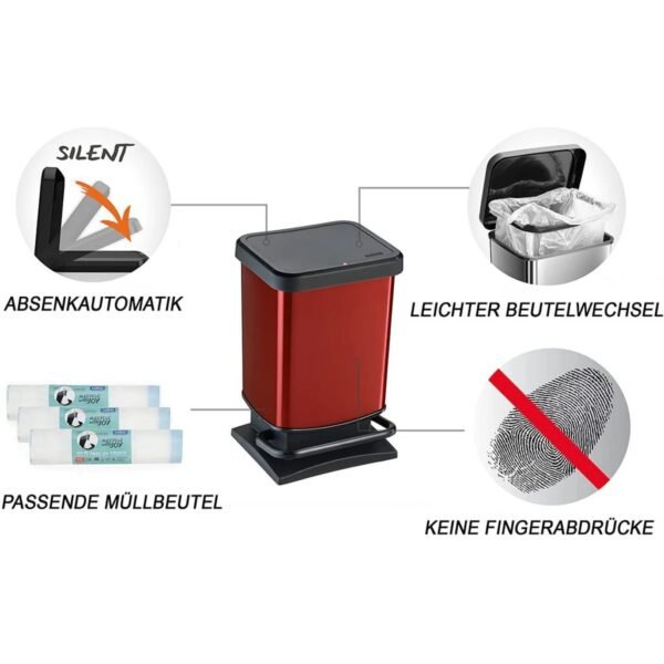 Rotho Paso Pedaalemmer 20L Rood Metallic - Afbeelding 2