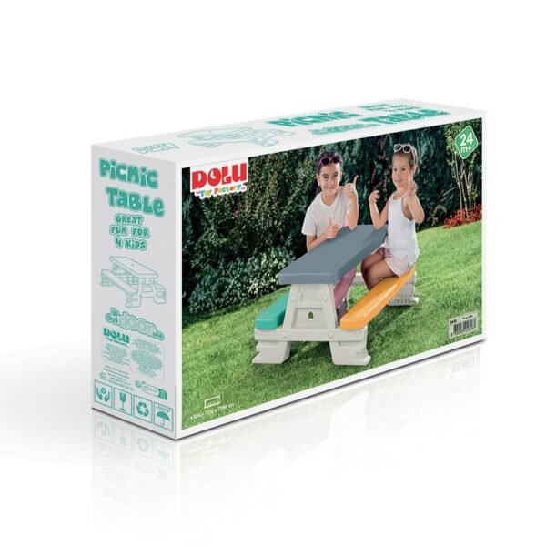 Dolu 2618 Picknicktafel voor 4 Kinderen Binnen/Buiten Grijs/Geel/Blauw/Wit - Afbeelding 2