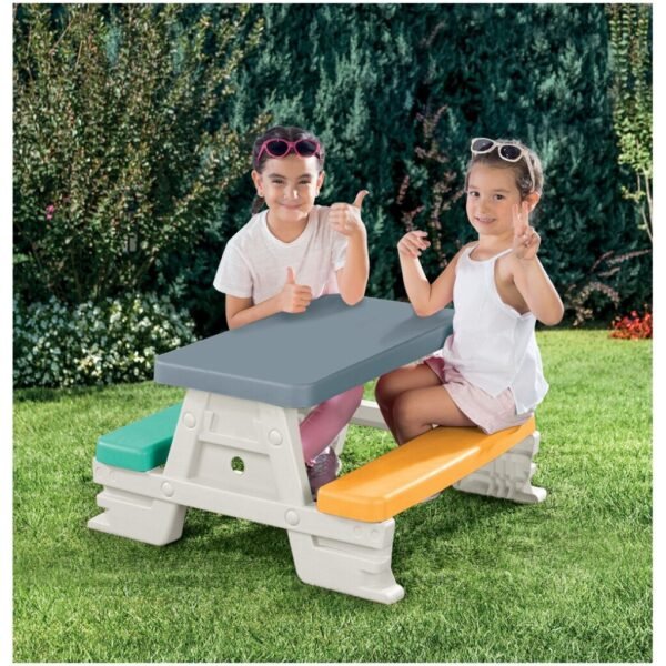Dolu 2618 Picknicktafel voor 4 Kinderen Binnen/Buiten Grijs/Geel/Blauw/Wit - Afbeelding 3