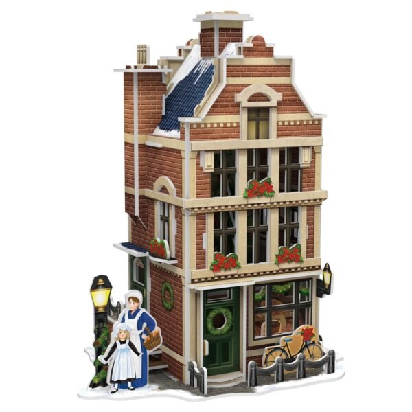 Cubic Fun 3D Puzzel Hollands Huisje Winter Bakkerij + Licht 65 Stukjes - Afbeelding 2