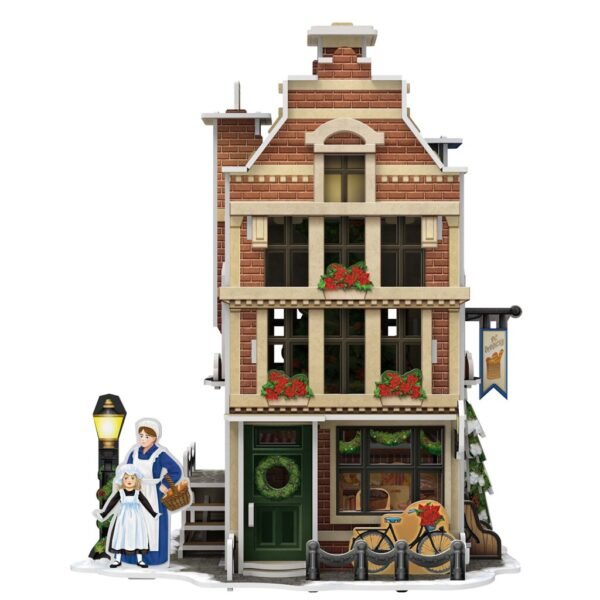 Cubic Fun 3D Puzzel Hollands Huisje Winter Bakkerij + Licht 65 Stukjes - Afbeelding 5