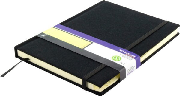 Kangaro K-5105 Alfabetboek A5 A-Z Linnen Hard Cover Zwart, 208 Pagina's, Leeslint, Elastiek - Afbeelding 2