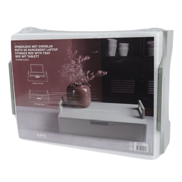 Gusta Houten Laptoptafel 41x30x14.5 cm Groengrijs - Afbeelding 3