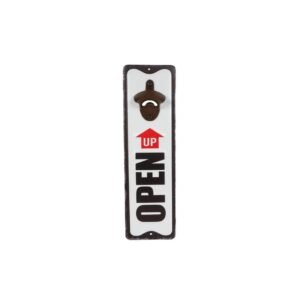 Metalen Bieropener Open Up 10.5x36x3.5 cm Zwart/Wit