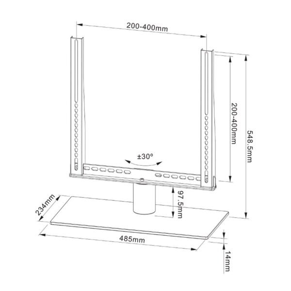 Cavus CAVTSM Universele Draaibare TV Voet voor 32-42 Inch Schermen Zwart/Glas - Afbeelding 2