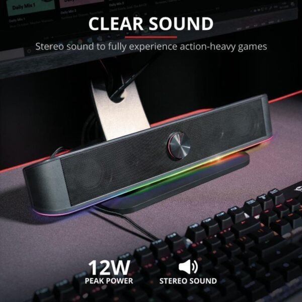 Trust GXT 619 Thorne RGB Illuminated Soundbar + Verlichting Zwart - Afbeelding 3