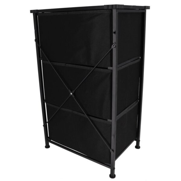 Inklapbare Kast met 3 Lades en IJzeren Frame 45x30x73 cm Zwart - Afbeelding 2