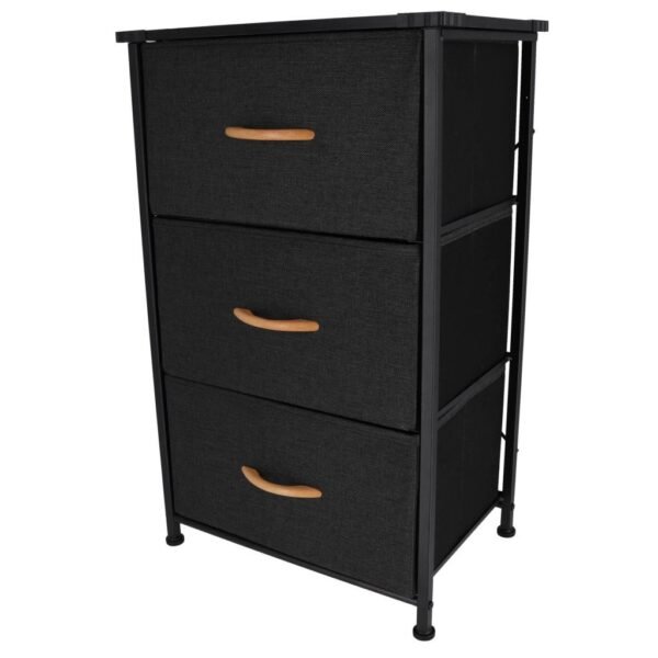Inklapbare Kast met 3 Lades en IJzeren Frame 45x30x73 cm Zwart - Afbeelding 3