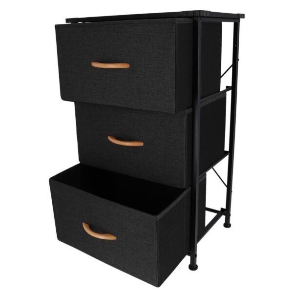 Inklapbare Kast met 3 Lades en IJzeren Frame 45x30x73 cm Zwart - Afbeelding 4