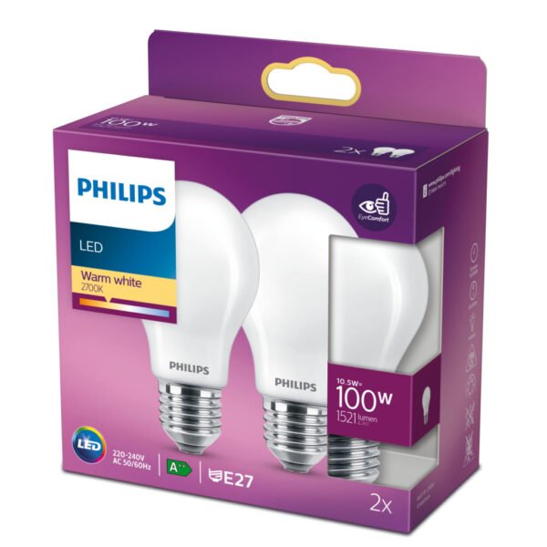 Philips Classic LED Lamp 100W E27 Warm Wit 2 Stuks - Afbeelding 2