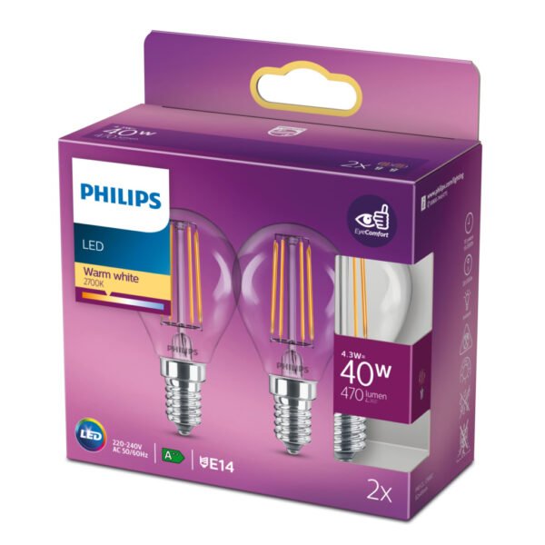 Philips Classic LED Kaarslamp 40W E14 Warm Wit 2 Stuks - Afbeelding 2