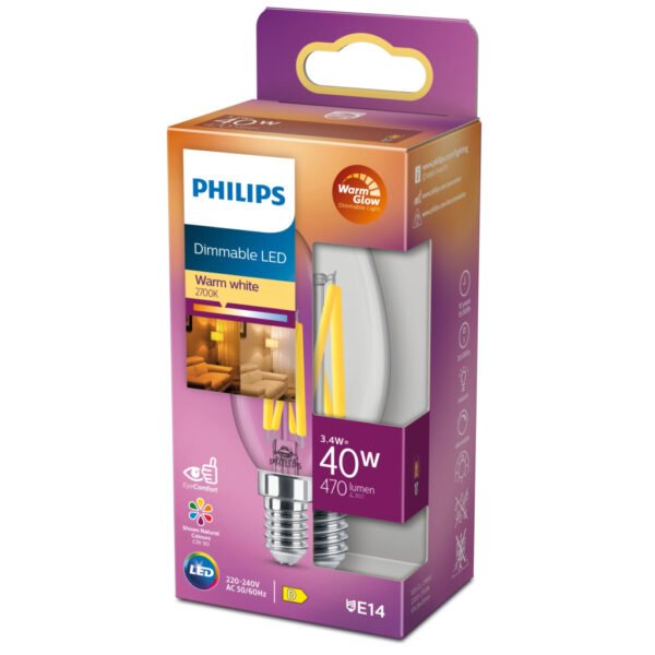 Philips Led Classic 40w B35 E14 Cl Wgd90 Srt4 Verlichting - Afbeelding 3