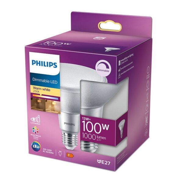 Philips LED Reflektor Dimbaar 100W E27 Warm Wit - Afbeelding 2