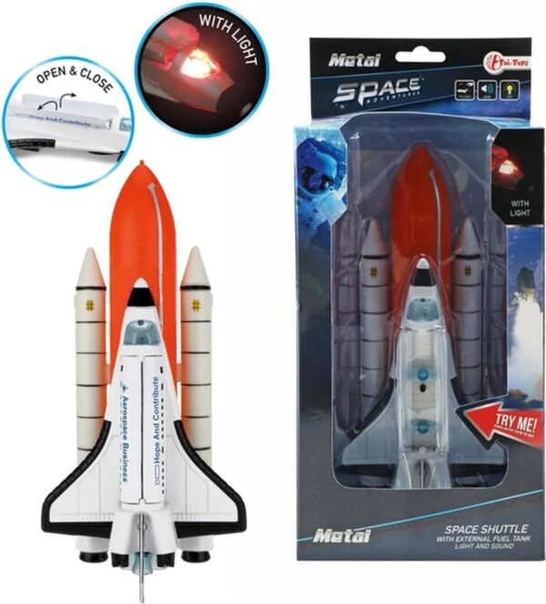Metal Space Shuttle met Externe Brandstoftank Licht en Geluid