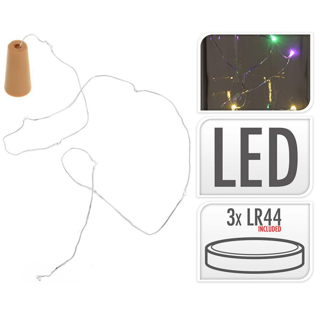 S.I.A. Flessenstop Lichtsnoer met 8 Multicolor LED Lampjes IP44 - Afbeelding 3
