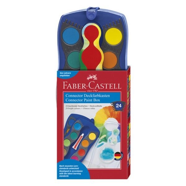 Faber Castell FC-125020 Waterverfdoos 24 Kleuren +1 Tube Verf Wit - Afbeelding 2