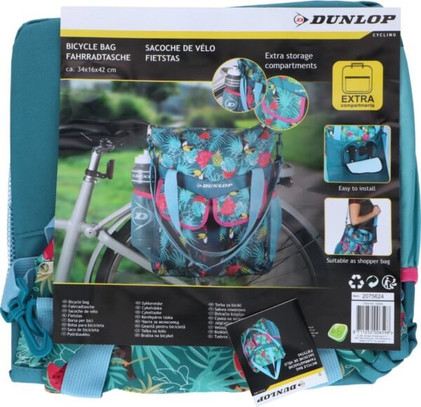 Dunlop Fietstas Rugzak 2in1 20Liter Inhoud Tropische Print - Afbeelding 3