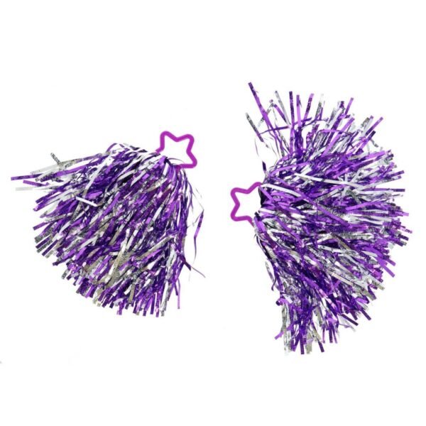 Pom Poms 2 Stuks Paars/Zilver - Afbeelding 2
