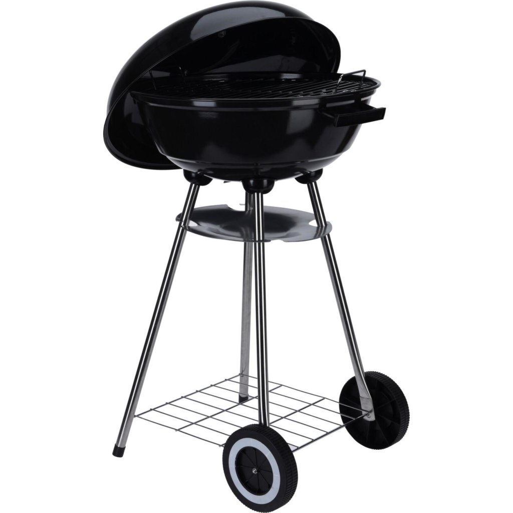 Kogelgrill Houtskoolbarbecue op Wielen 46 cm Zwart - Afbeelding 2
