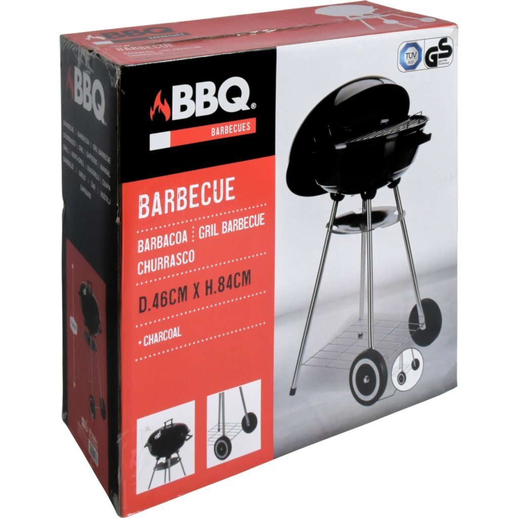 Kogelgrill Houtskoolbarbecue op Wielen 46 cm Zwart - Afbeelding 3
