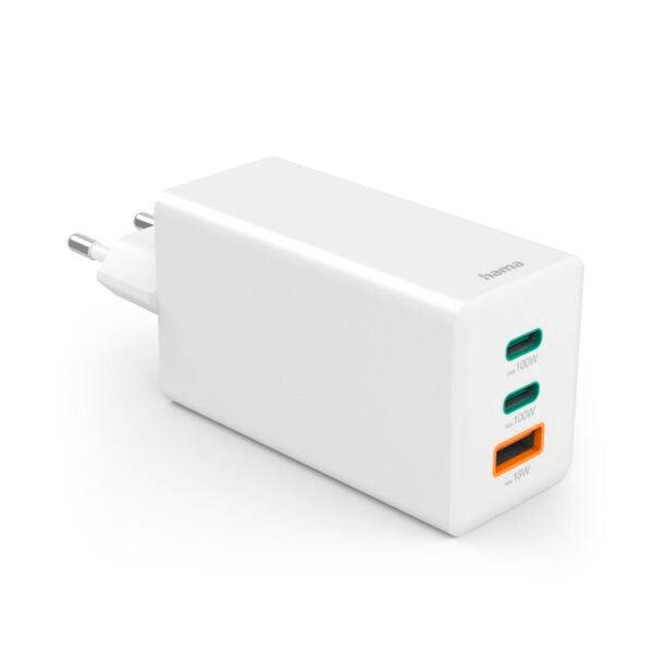 Hama Snellader GaN 2x USB C PD 1x USB A QC 100W Wit - Afbeelding 2