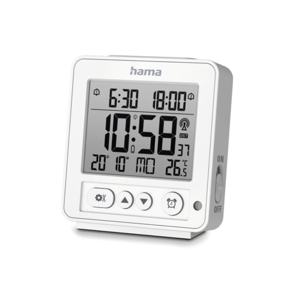 Hama Digitale Radiogestuurde LCD Wekker Rhodos Wit