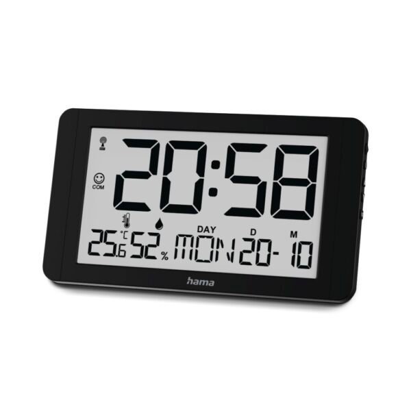 Hama Digitale DCF Wandklok Cuba + Thermometer en Hygrometer Zwart