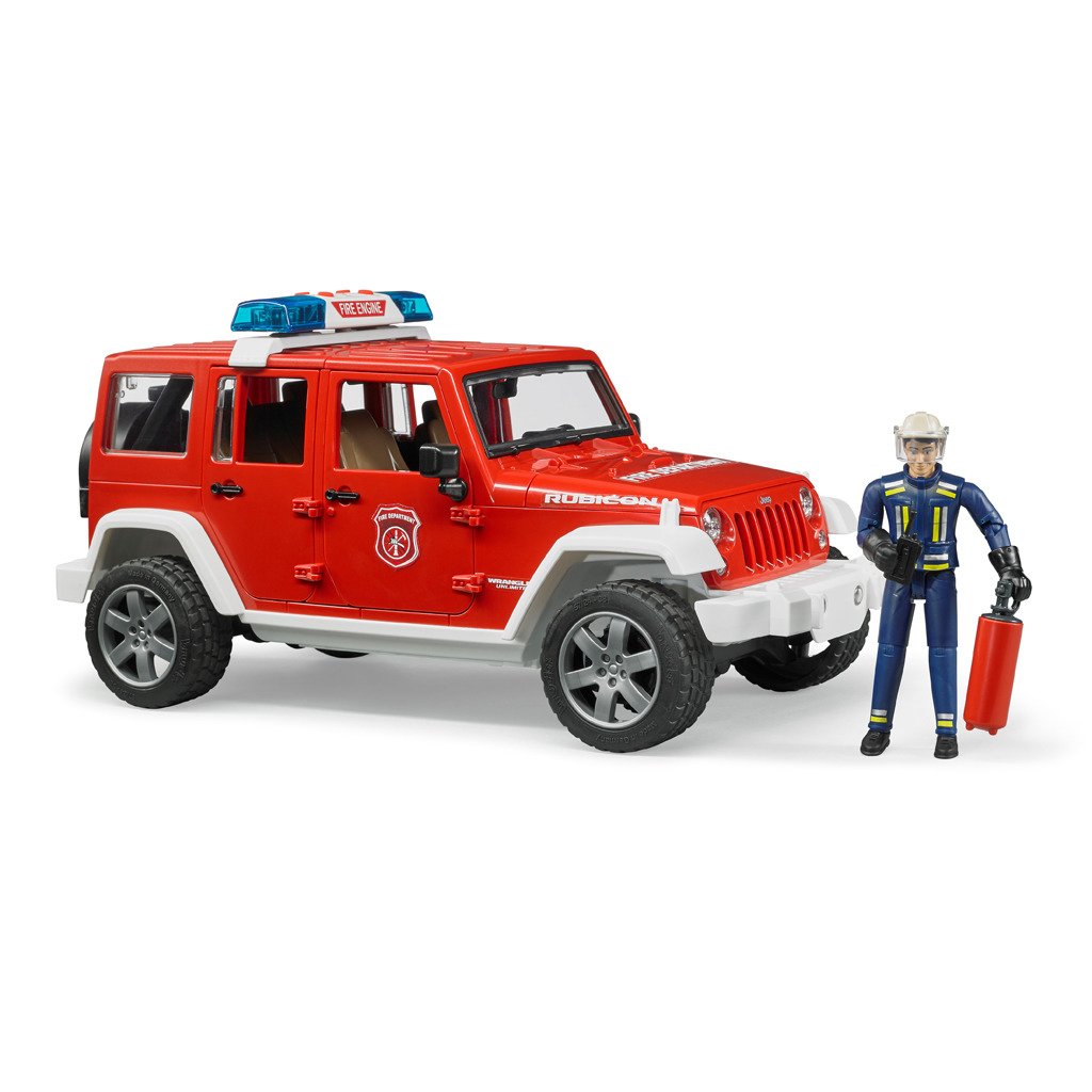 Bruder 2528 Wrangler Rubicon Brandweer Jeep + Figuur - Afbeelding 2