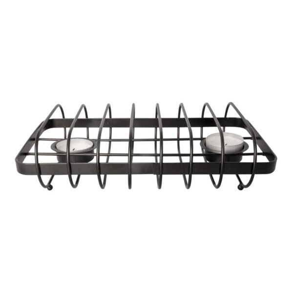 CosyandTrendy Rechaud + 2 Theelichthouders Zwart/Draadstaal - Afbeelding 2