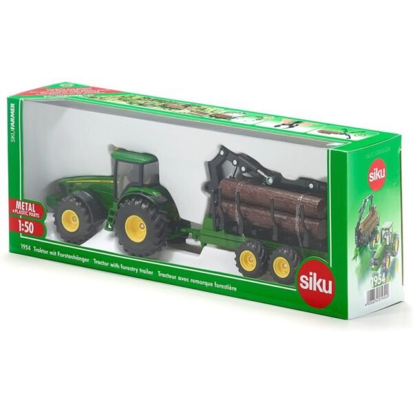 Siku 1954 John Deere 8430 Tractor met Boomstamaanhangwagen - Afbeelding 2