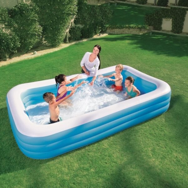 Bestway Familiezwembad Rechthoek Deluxe 305x183x56 cm Wit/Blauw - Afbeelding 2
