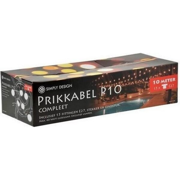 Simply Design P10 Waterdichte Prikkabel met 15 Fittingen 10M Zwart - Afbeelding 2