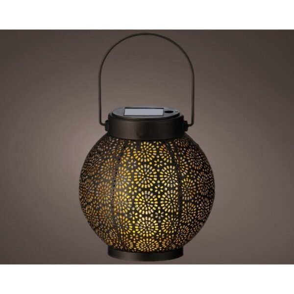 Lumineo Solar Metalen Lantaarn 14x16 cm Zwart/Goud - Afbeelding 2