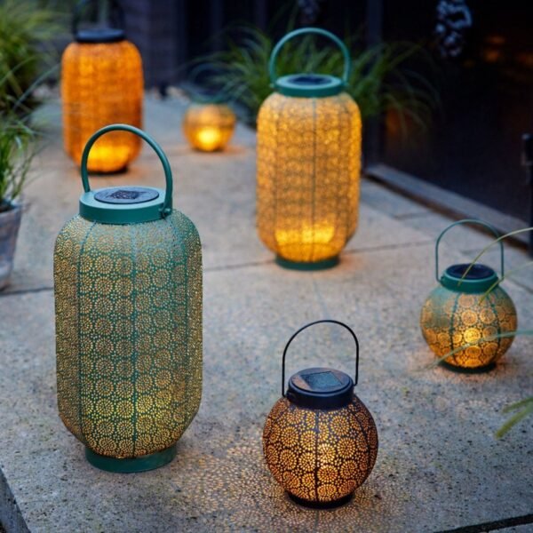 Lumineo Solar Metalen Lantaarn 14x16 cm Zwart/Goud - Afbeelding 3