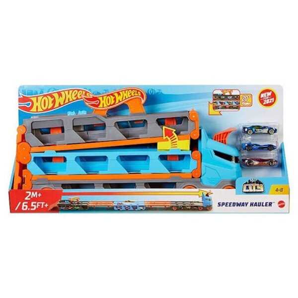 Hot Wheels Speedway Transportwagen + 3 Auto's - Afbeelding 4