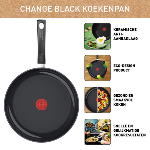 Tefal C47606 Change Black Keramische Koekenpan 28 cm Zwart - Afbeelding 8