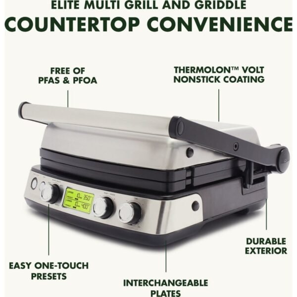 GreenPan Elite Contactgrill RVS/Zwart - Afbeelding 4