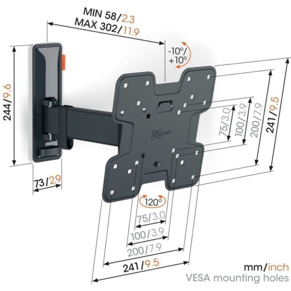 Vogel's TVM 3225 BL Draai- en Kantelbare TV-Beugel voor Schermen van 19 tot 43 Inch Zwart - Afbeelding 2